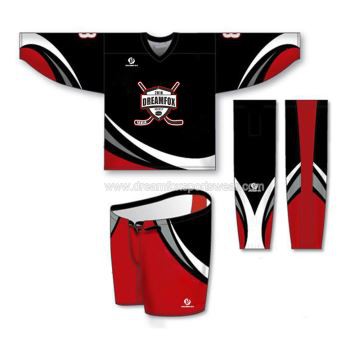 Сублимация Екип Черно Отстъпка Детски Хокей Джърси